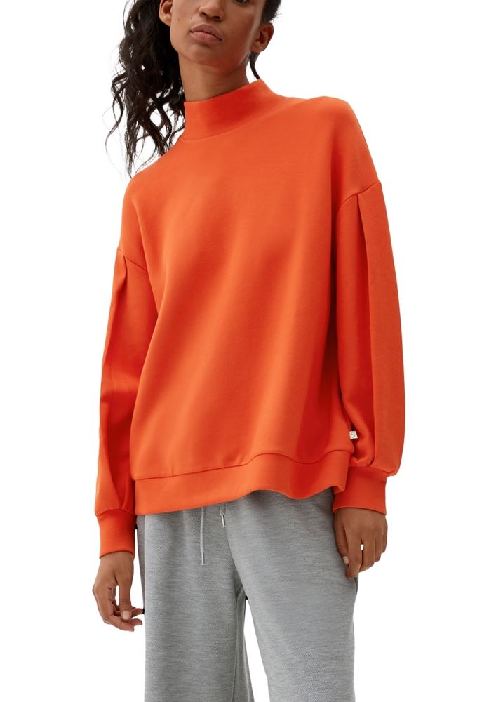 QS designed by Sweatshirt Viskosemix Stehkragen orange, grün S22 2120260 XS | 2392 ORANGE | 