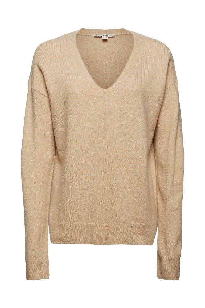 ESPRIT V-Neck-Pullover mit Wolle 991EE1I325 L | E289 SAND 5 | 