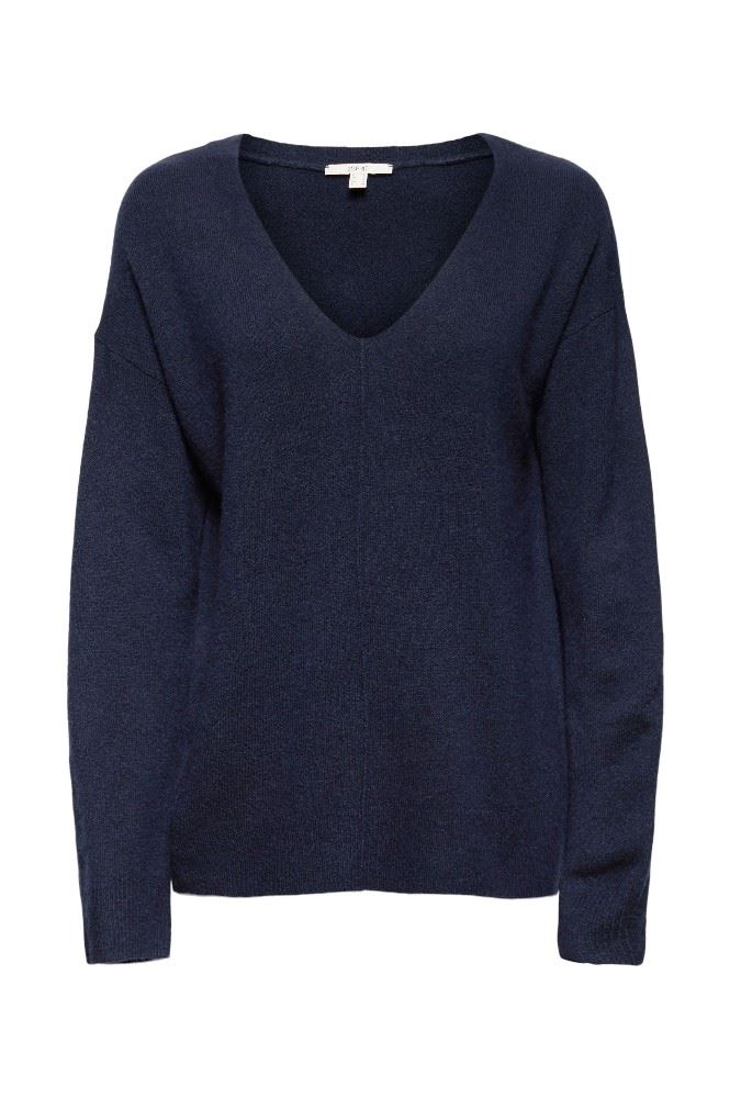 ESPRIT V-Neck-Pullover mit Wolle 991EE1I325 M | E400 NAVY | 