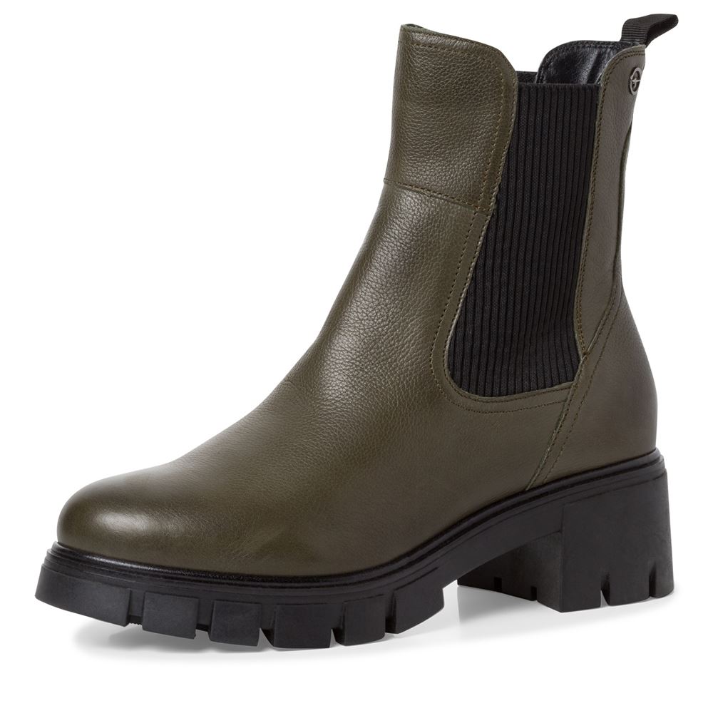 Tamaris Chelsea-Boots Leder TOUCHit-Fußbett grün S22 1-1-25479-29 