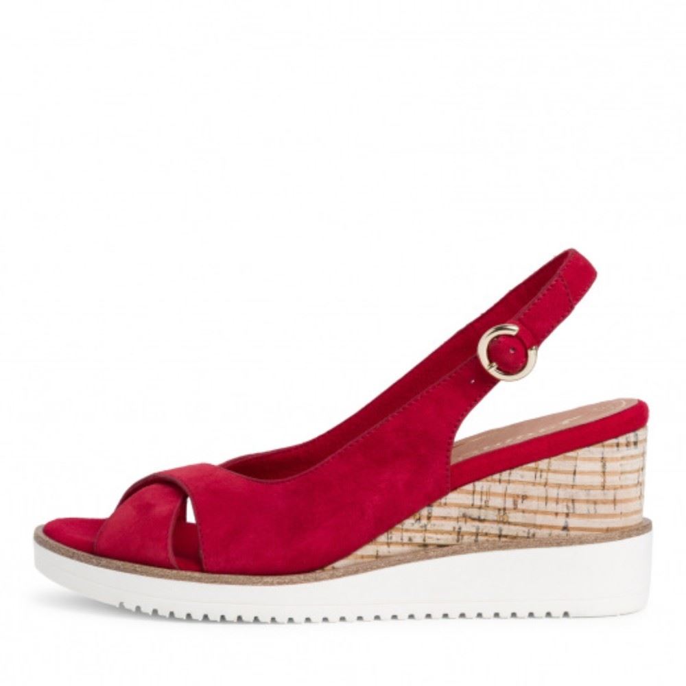 Tamaris Sandalette Leder Keilabsatz rot 1-1-28311-24 36 | 545 RUBIN SUEDE | 