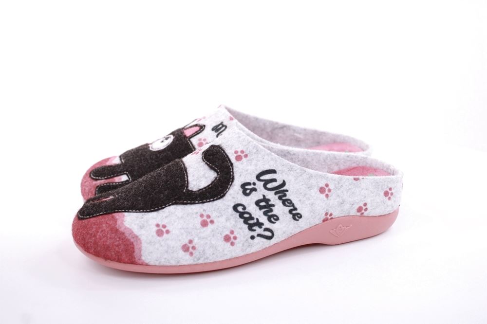 s`knöpfli Damen Hausschuh Pantolette Katzenmotiv Wechselfußbett rosa S22 Z28022P 40 | fieltro salmon | 