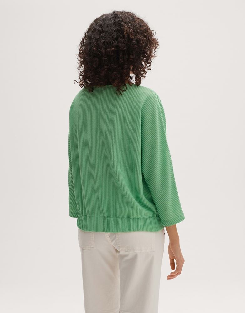 OPUS Sweatshirt Guzzina überschnittener Fledermausärmel in ¾ Länge grün S13 10153111191177 