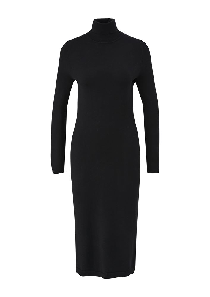 s.Oliver Damen Strickkleid Viskosemix Rippbündchen braun schwarz S22 2121299 