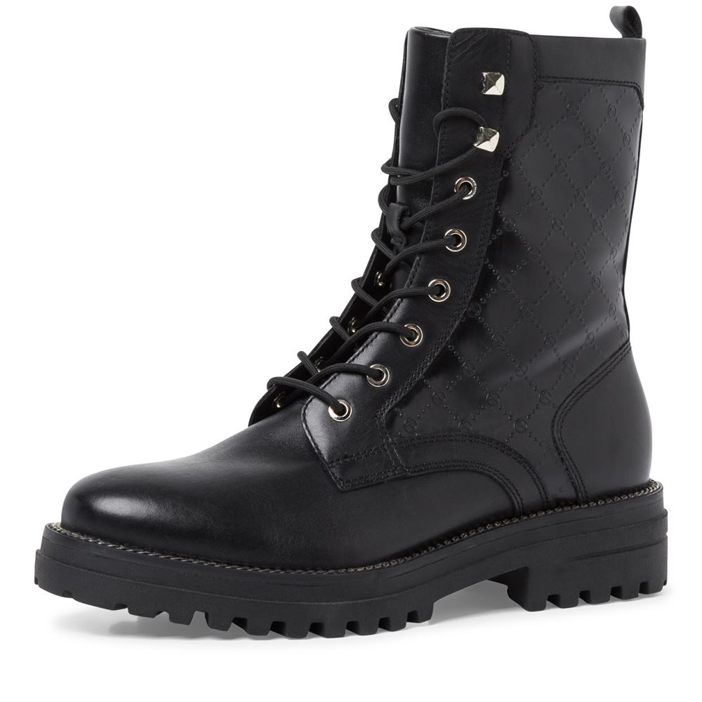 Tamaris Schnürboots, Schnürstiefelette Logo- Prägung TOUCHit-Fußbett  schwarz S22 1-1-25224-29 39 | 001 BLACK | 