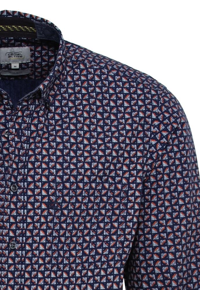 Camel Active Hemd Langarm All over Print Button Down Regular blau S21 6S15409115 