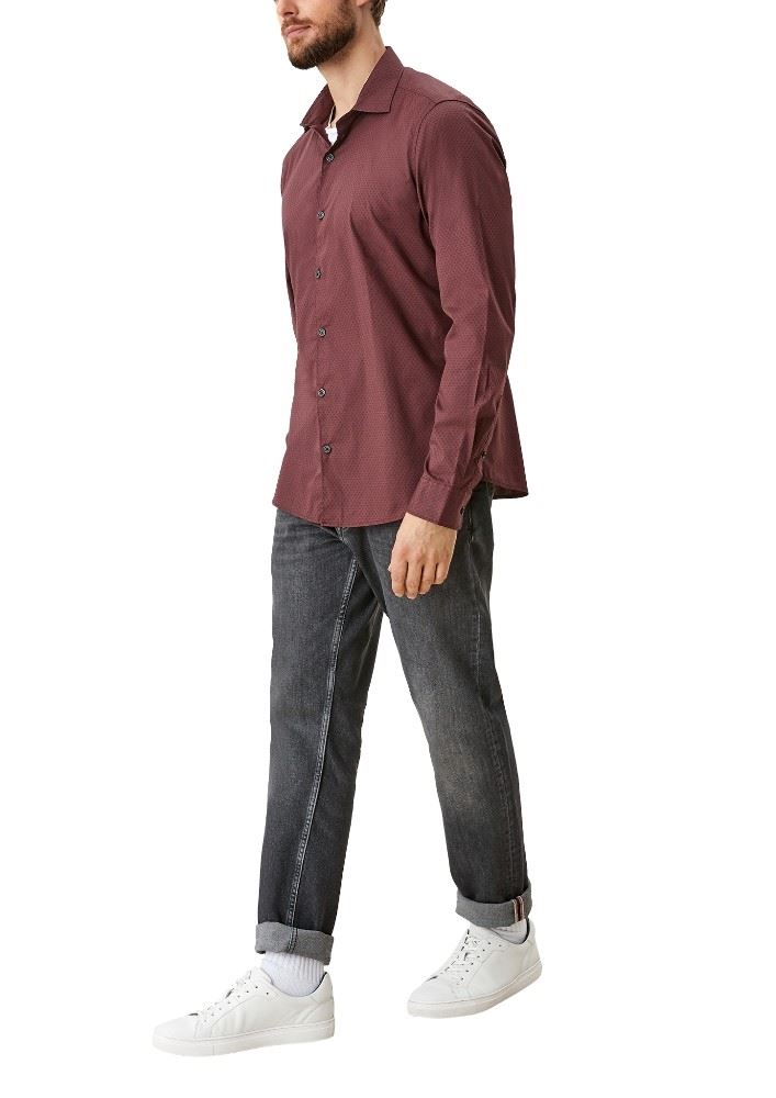 s.Oliver Hemd Stretch Slim Fit lila gemustert S21 2107804 