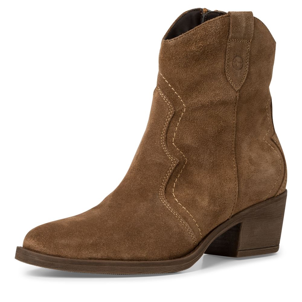Tamaris Stiefelette Westernstiefelette Leder TOUCHit Fußbett  braun S23 1-25702-41 41 | 300 BROWN | 