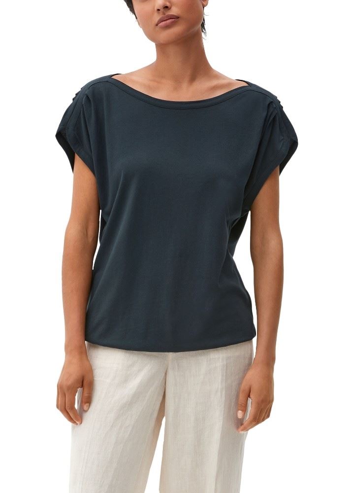 s.Oliver T - Shirt mit Faltendetail U - Boot - Ausschnitt Raffung uni S12 2115756 