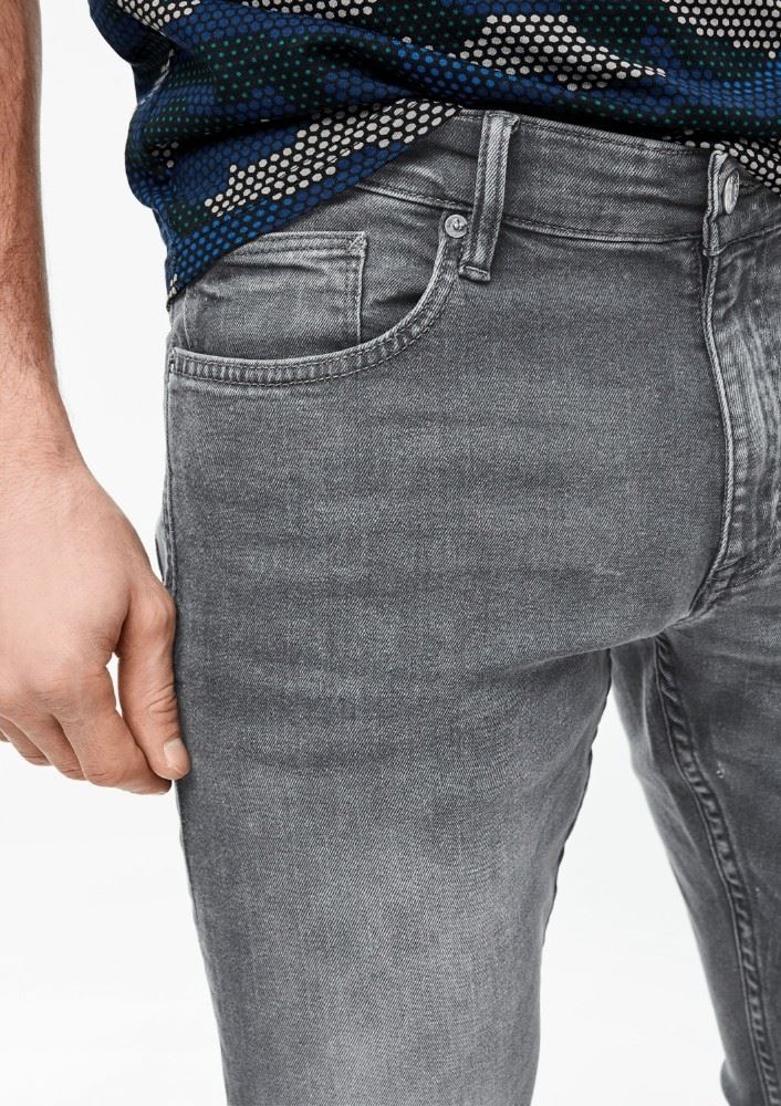 QS designed by schmale Stretchjeans grau S13  2005616 W33 | 95Z4 grey stret | L34