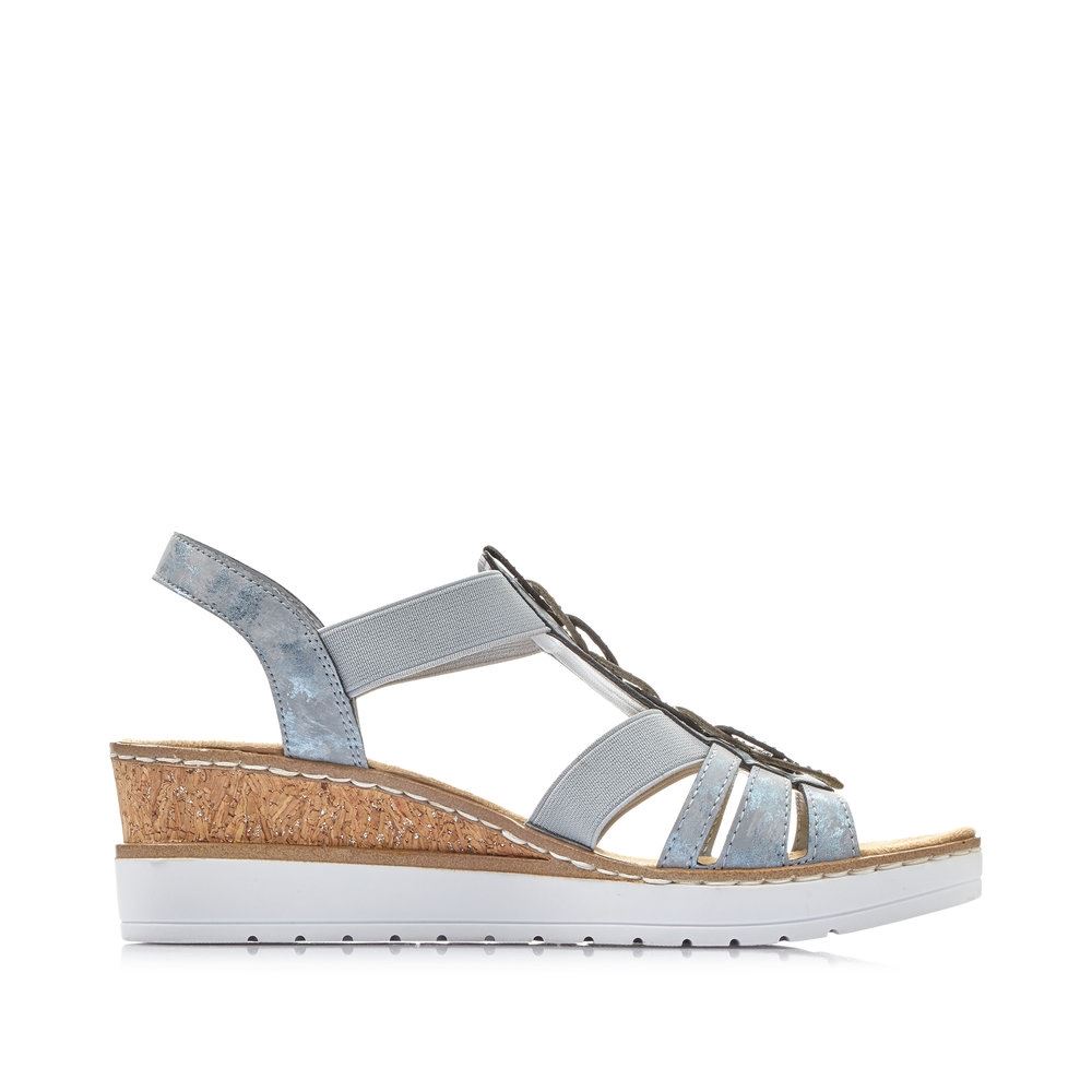 Rieker Antistress Damen Sandalette Keilabsatz Gummizug blau S13 V38H8-12 