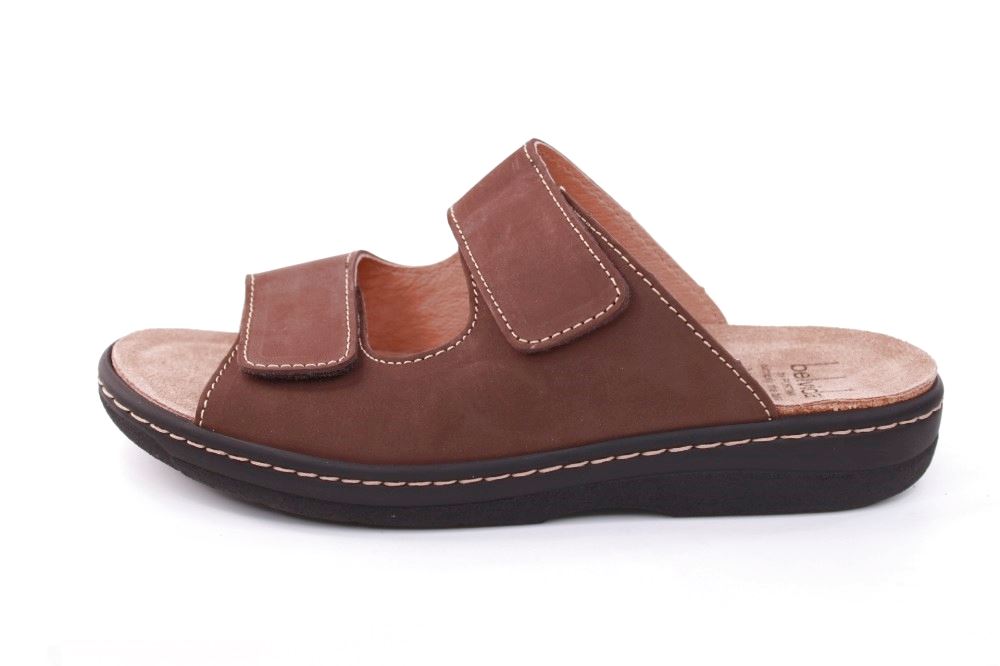 Portina Bequempantolette Wechselfußbett komplett Leder grau braun 22126 40 | moro | 