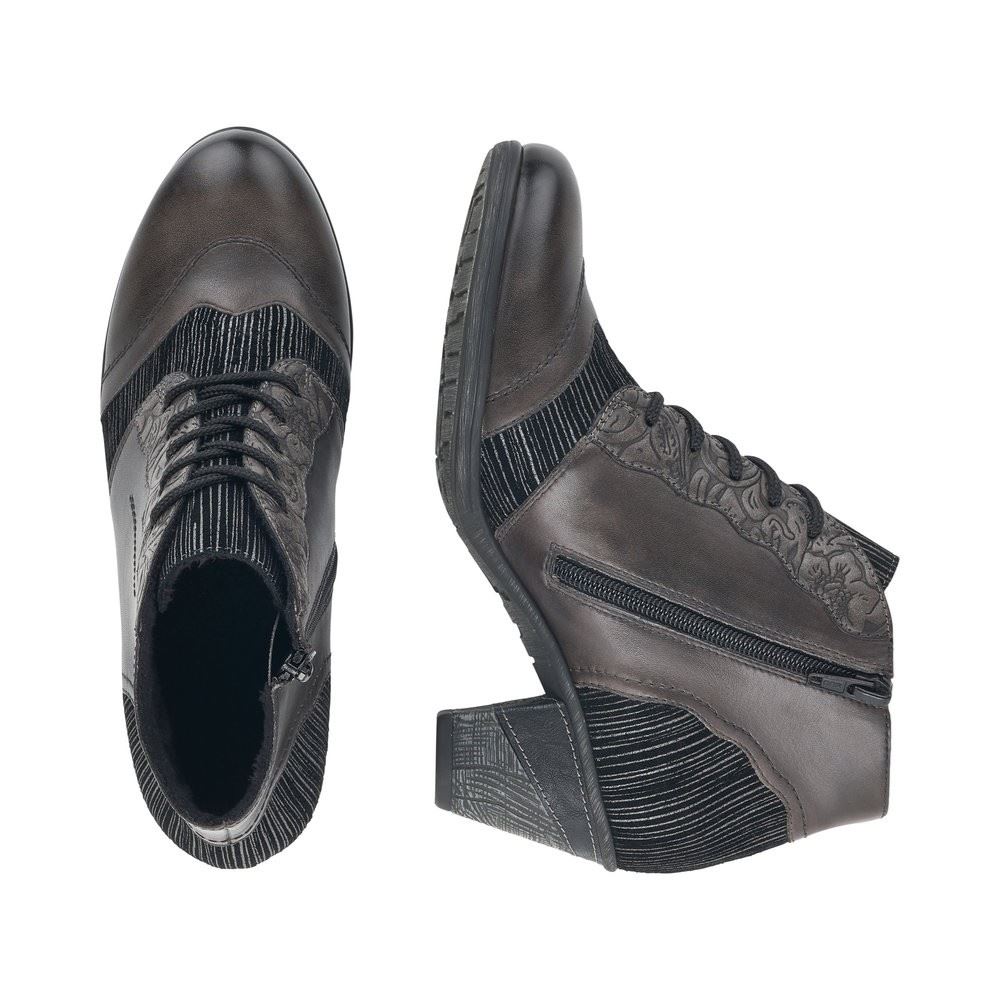 Remonte Stiefelette Schnürstiefel Leder schwarz Absatz D8789 