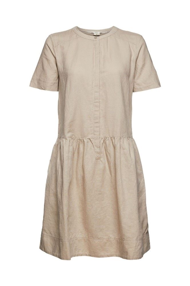 ESPRIT Kleid mit Knopfleiste aus Leinen-Mix 042EE1E315 40 | E260 LIGHT TAUP | 