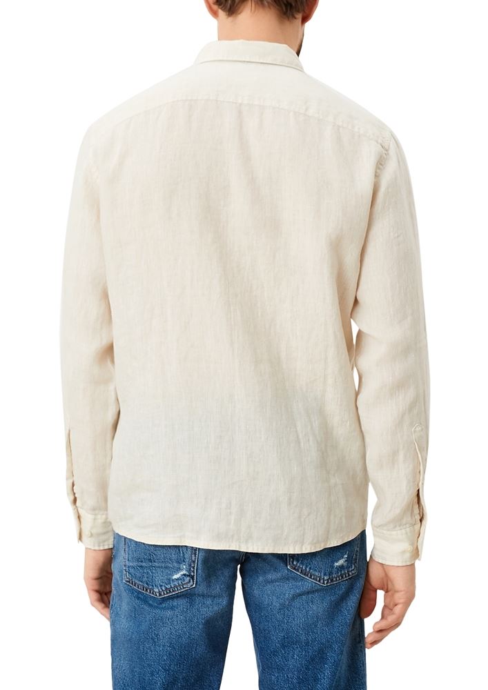 s.Oliver Herren Hemd Leinen langarm  weiß grün S12 2113965 L | 0240 off-white | 