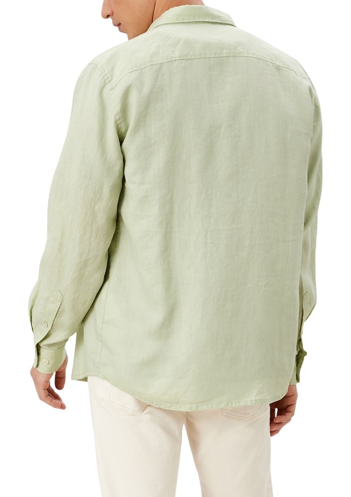 s.Oliver Herren Hemd Leinen langarm  weiß grün S12 2113965 XXXL | 7212 fog green | 