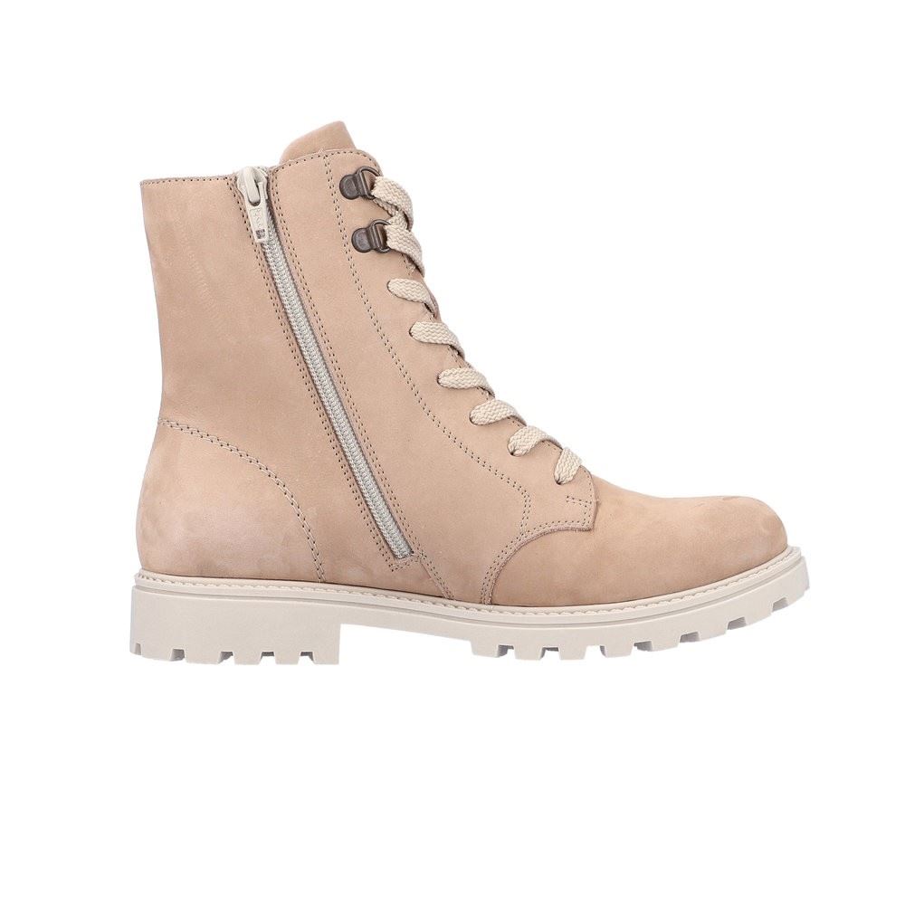 Remonte Damen Schnürstiefel Schnürboots Rauleder Warmfutter Wechselfußbett beige S22 D8479-21 