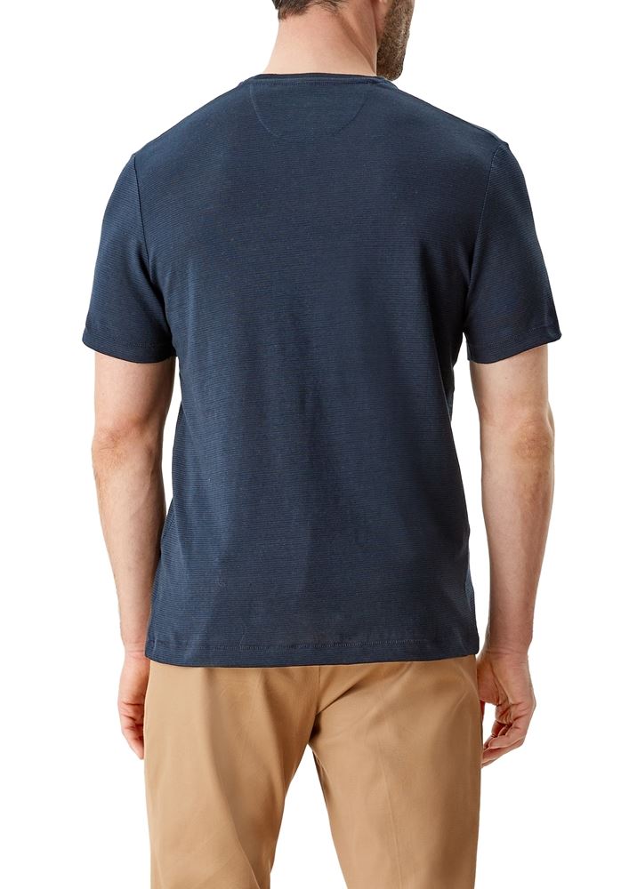 s.Oliver T -Shirt in Melange - Optik Leinenmix 2113397 XXL | 59G4 navy STRIP | 