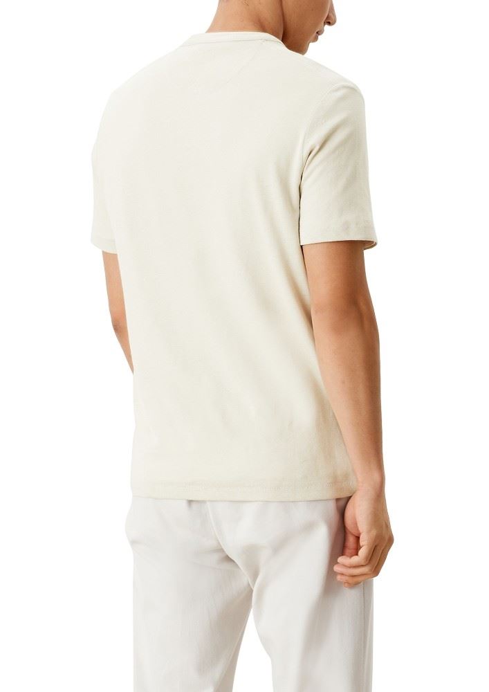 s.Oliver T - Shirt Jerseyshirt Leinenmix Knopfleiste 2113020 S | 0705 offwhite m | 