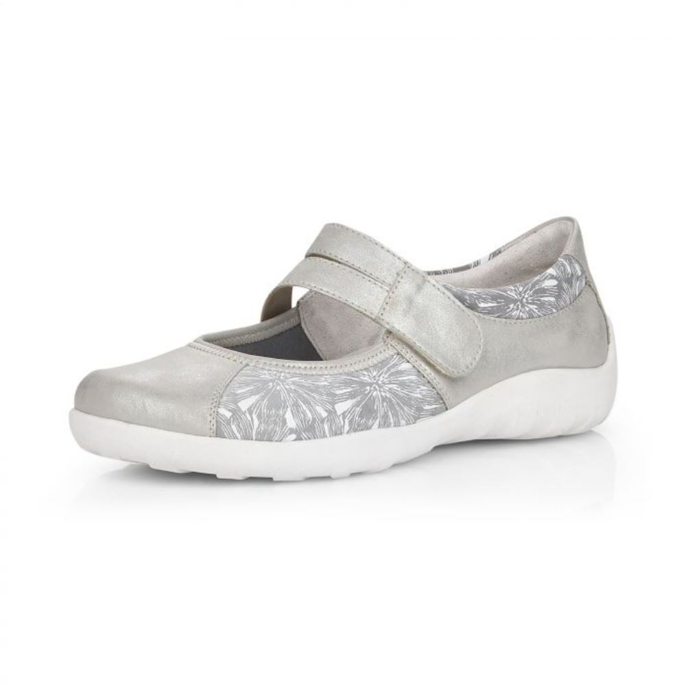 Remonte Slipper Ballerina Spange Leder silner+muschel softfoam R3510-02 