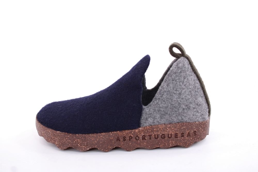 ASPORTUGUESAS City Round Toe Schuh Damen Wolle Kork- Sohle vegan grau S22 P018086011 