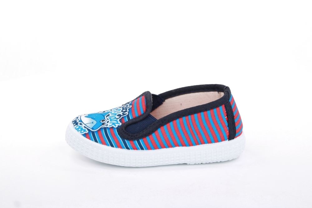 s`knöpfli Kinder Hausschuh Schlupfschuh Hai- Motiv blau S13 V28803 