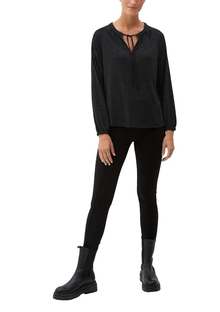 s.Oliver Blusenshirt mit Glitzerdetails S22 2125380 38 | 9999 GREY/BLACK | 