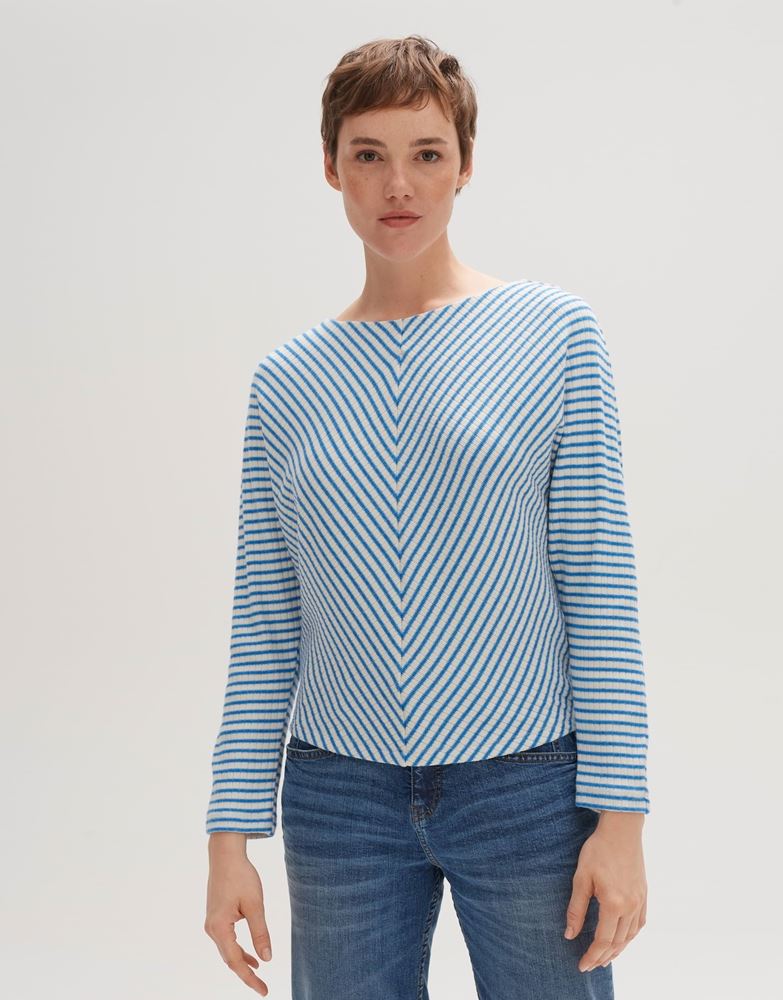 OPUS Sweater Gavna gestreift Fledermausarm Viskosemix blau, schwarz S13 10143611078100 40 | 900 black | 