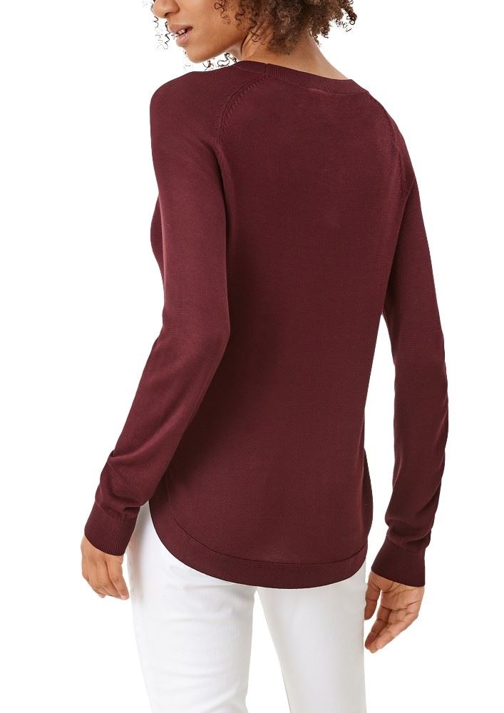 QS designed by Pullover Feinstrick Viskosemix Rundhals rot S12 2108149 XL | 3999 dark red | 