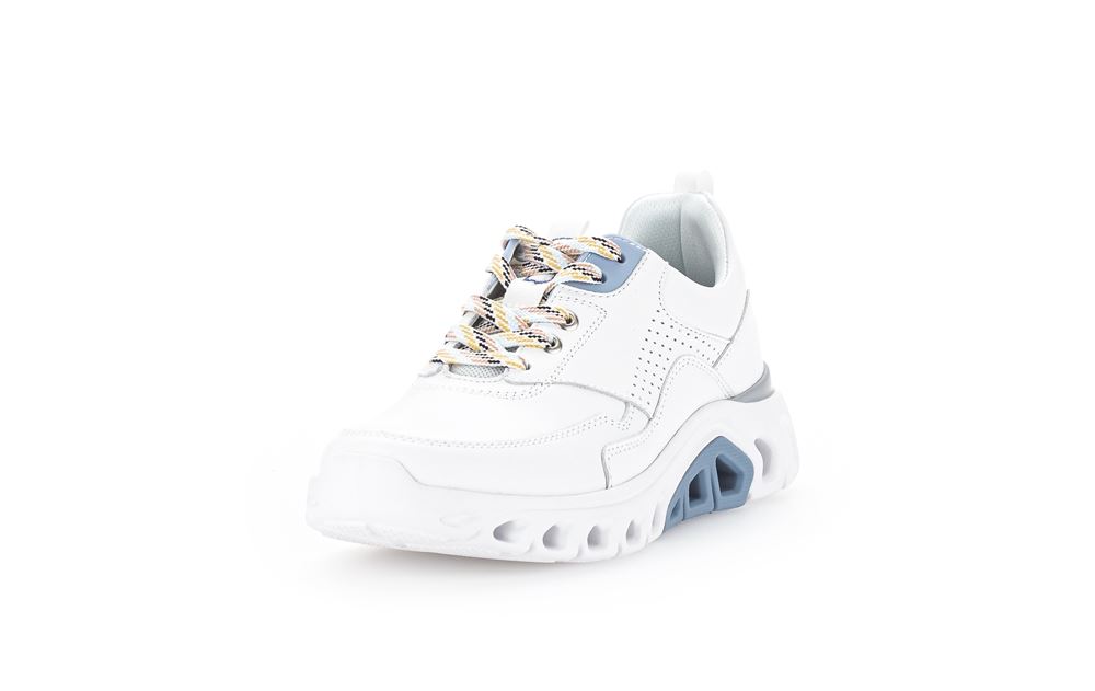 Gabor rollingsoft Damen Sneaker Leder durchbrochene Sohle Wechslfußbett weiß S13 26.935.51 
