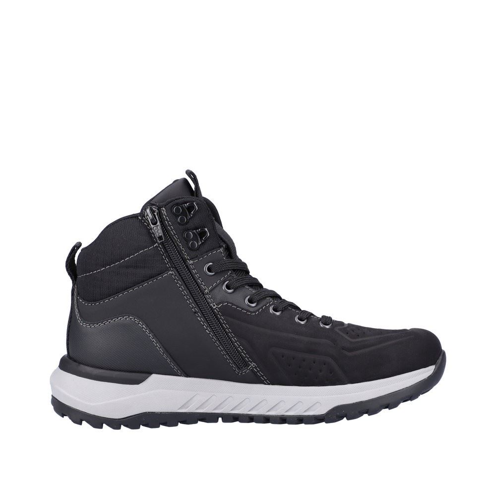 Rieker Evolution Herren Schnürboot Schnürstiefel Wechselfußbett Nano-beschichtetes Obermaterial TEX- Membran schwarz S22  U0161-00 44 | schwarz/schwarz | G