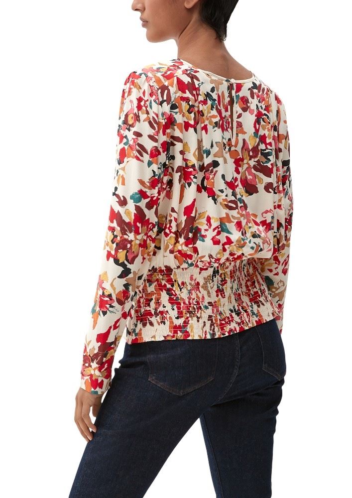 s.Oliver Musterbluse mit Smok-Detail S22  2120529 44 | 81A0 BROWN | 