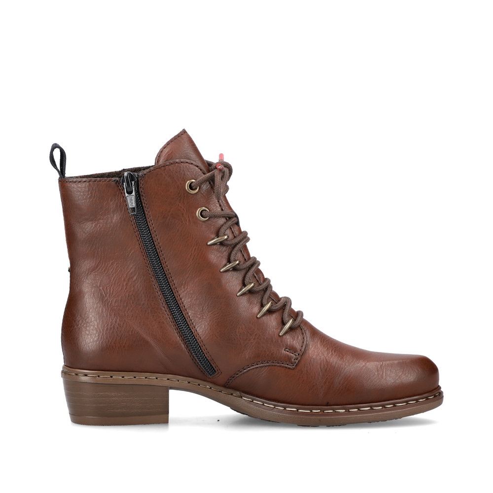Rieker Antistress Schnürstiefelette Schnürboot Reißverschluss braun S21  Y0800-24 40 | brown/reh | F