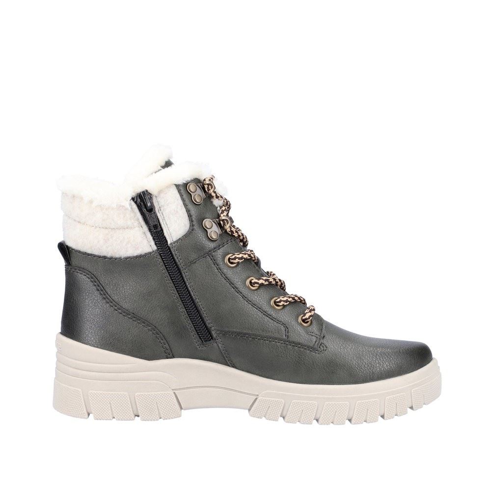 Remonte Damen Schnürboots Schnürstiefel Leder TEX- Membran Warmfutter Schurwolle Wechselfußbett grün S22 D0E71-52 37 | leaf/sand/leaf/ | G