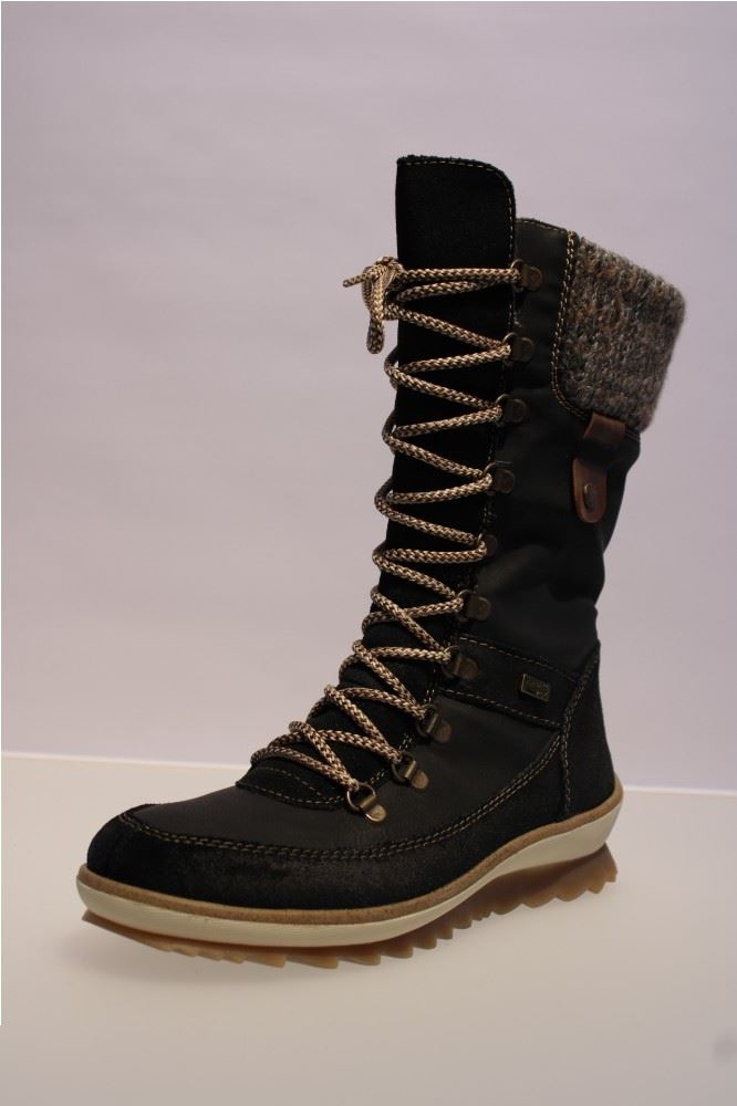 Remonte Stiefel Schnürstiefel Reißverschluss Leder TEX-Membran blau R4371-02 37 | 02 schwarz/nero | 