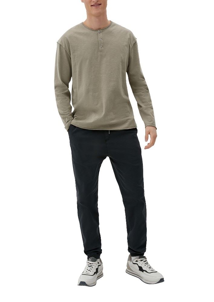 QS designed by Shirt in Flammgarnstruktur braun, schwarz S22  2124127 XS | 8437 BROWN | 