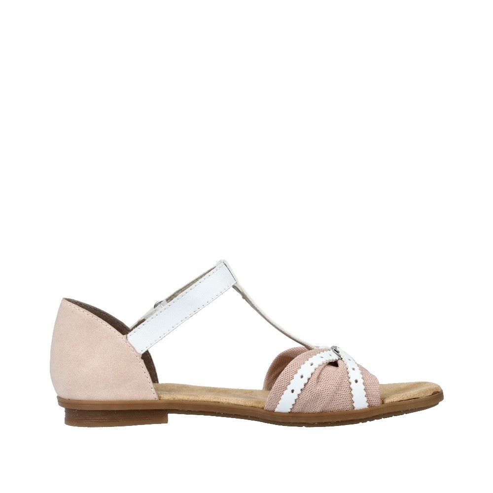 Rieker Antistress Damen Riemchensandalette Fersenkappe rosa S12 64250-92 38 | hellrosa/weiss/ | F