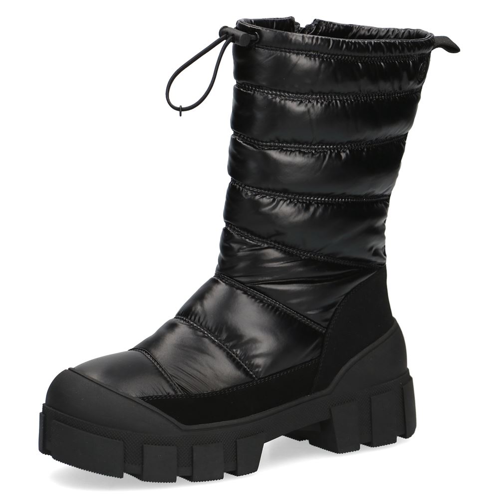 Caprice Damen Schlupfstiefel Warmfutter derbe Sohle schwarz S22 9-9-26444-29 36 | 019 BLACK COMB | 