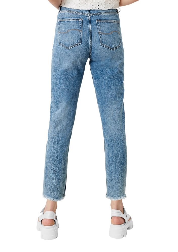 QS designed by Mom- Jeans ausgefranster Saum Used- Look 5- Pocket- Form blau S22 2113046 