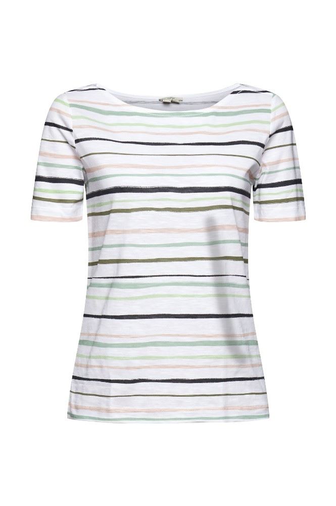 ESPRIT T-Shirt mit Streifenmuster 042EE1K359 XS | E102 WHITE 3 | 