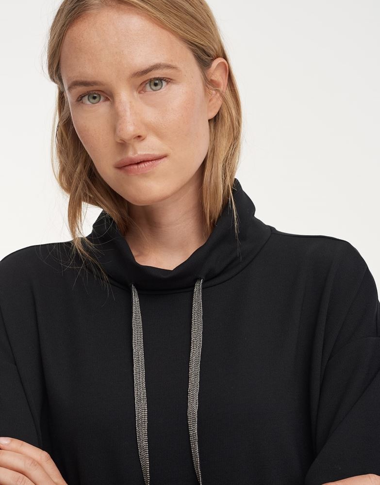 OPUS Jerseykleid Wameli Eingriffstaschen Turtleneck schwarz S21 248299443 