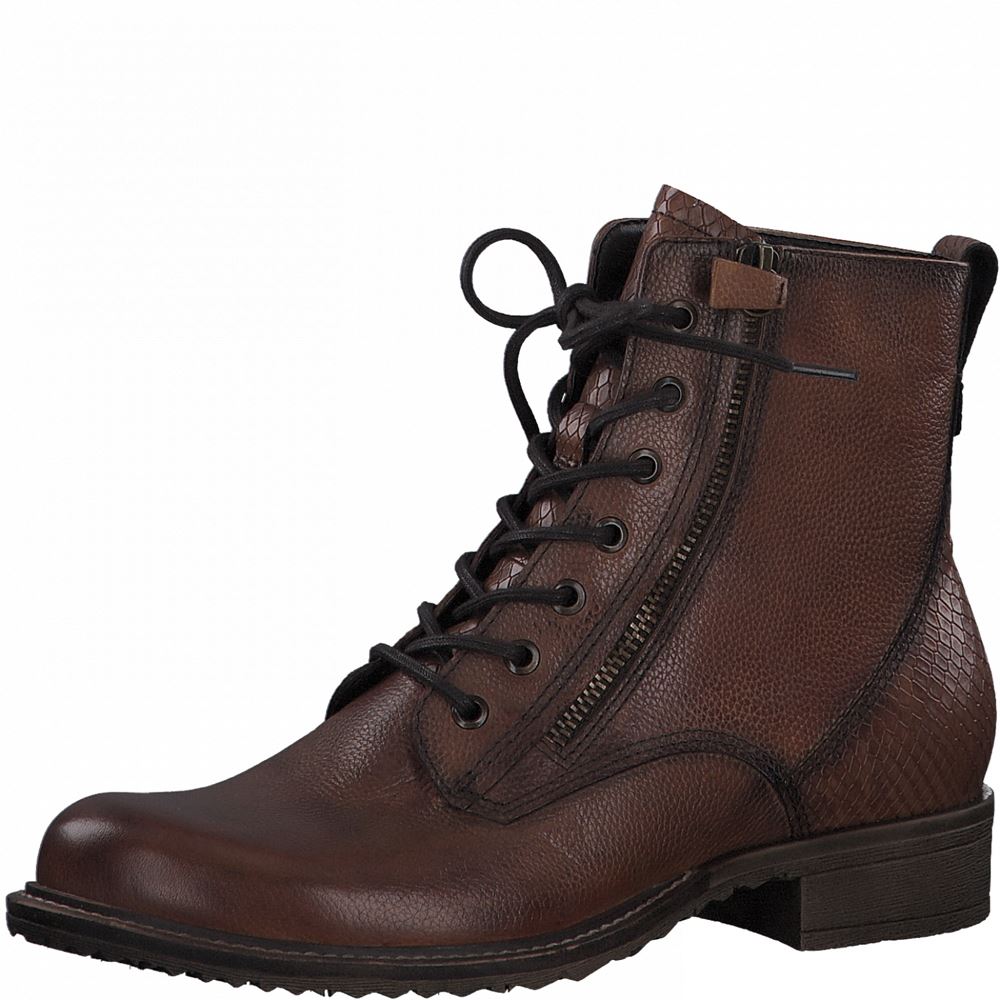 Tamaris Leder Schnürboot Schnürstiefel braun 1-1-25211-27 