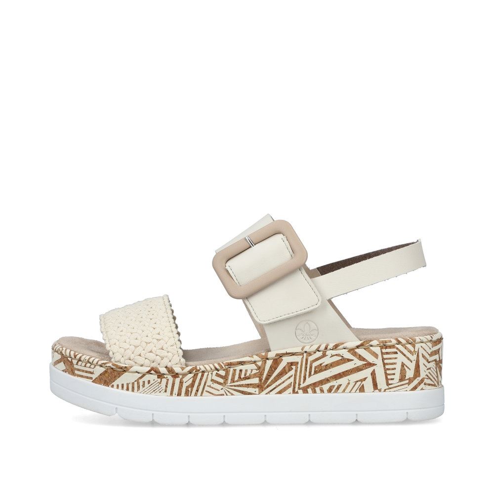 Rieker Damen Keilsandaletten hellbeige S13  V3950-61 