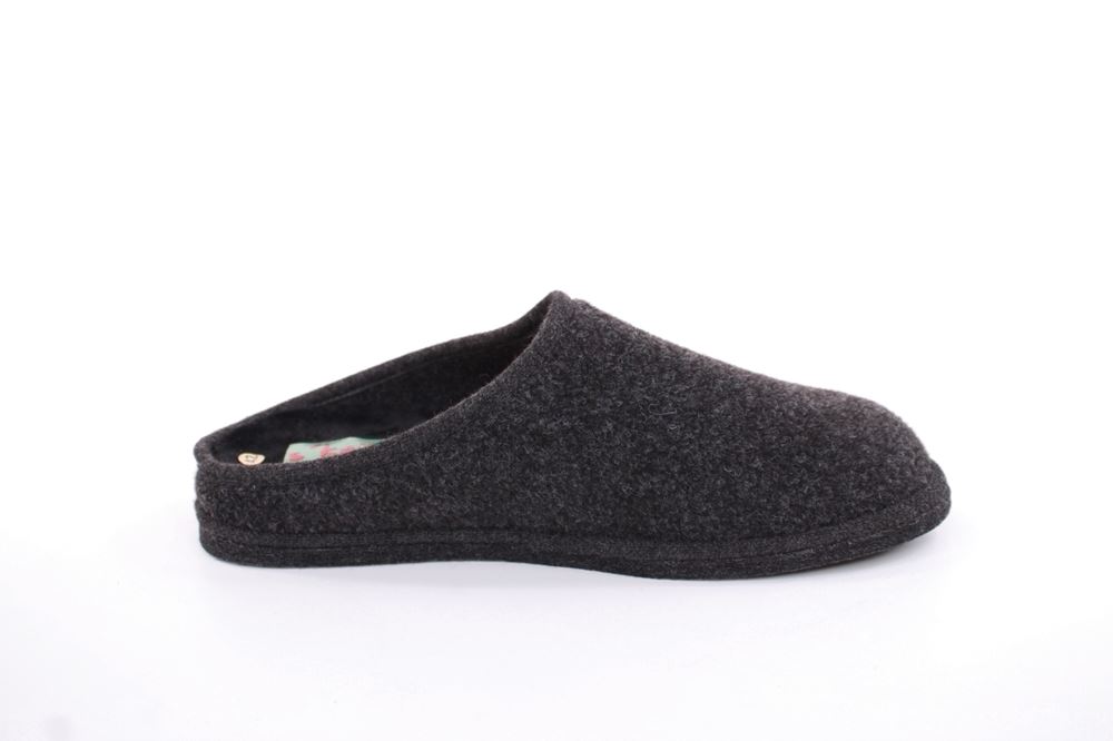 s`knöpfli Herren Hausschuh Pantoffel Filz Filzsohle grau S22 523 