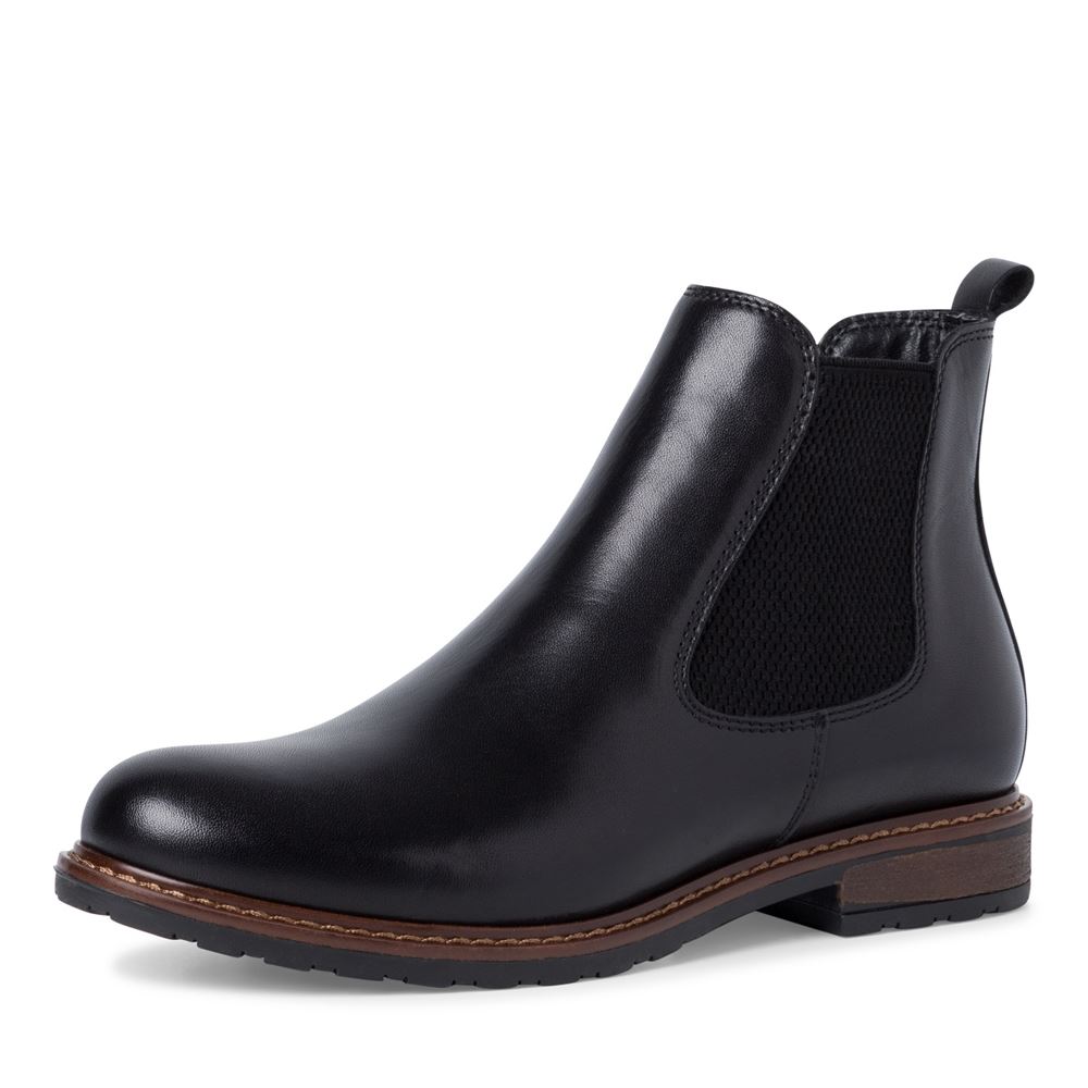 Tamaris Chelsea-Boot Leder klassisch schwarz S22 1-1-25056-29 38 | 003 BLACK LEATH | 