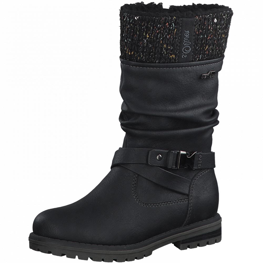 s. Oliver Kinder Stiefel Glitzerstrickbund TEX-Membran schwarz S21 5-5-46600-27 33 | 001 BLACK | 