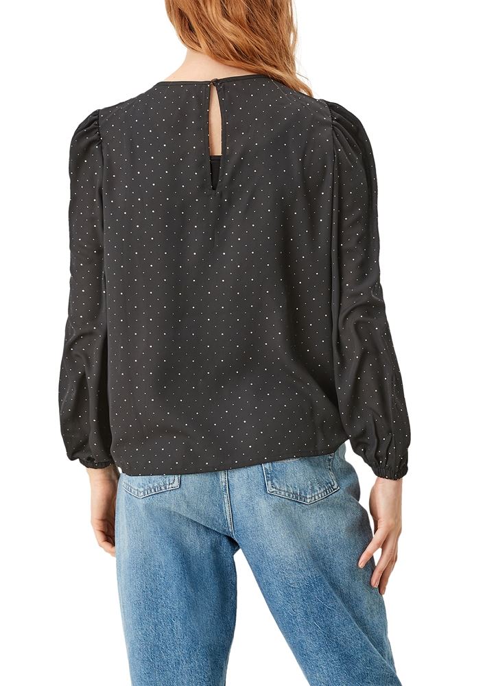 QS designed by Bluse Langarm Puffärmel schwarz S21 2106755 