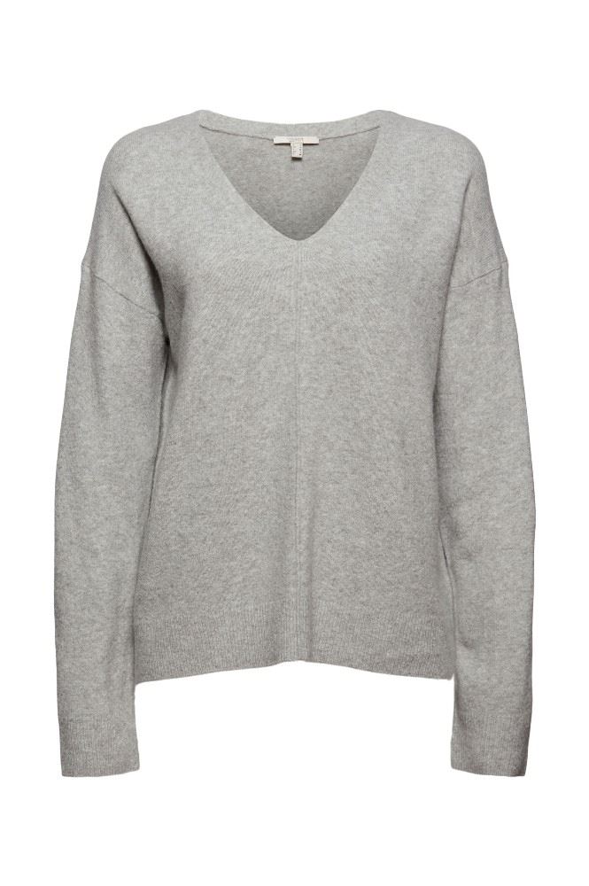 ESPRIT V-Neck-Pullover mit Wolle 991EE1I325 