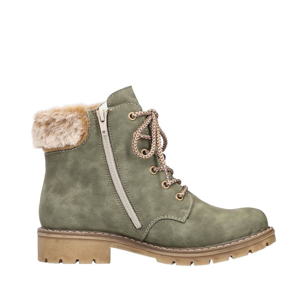 Rieker Antistress Damen Schnürboot Schnürstiefelette TEX- Membran Warmfutter Kunstfell grün S22 Y9100-54 