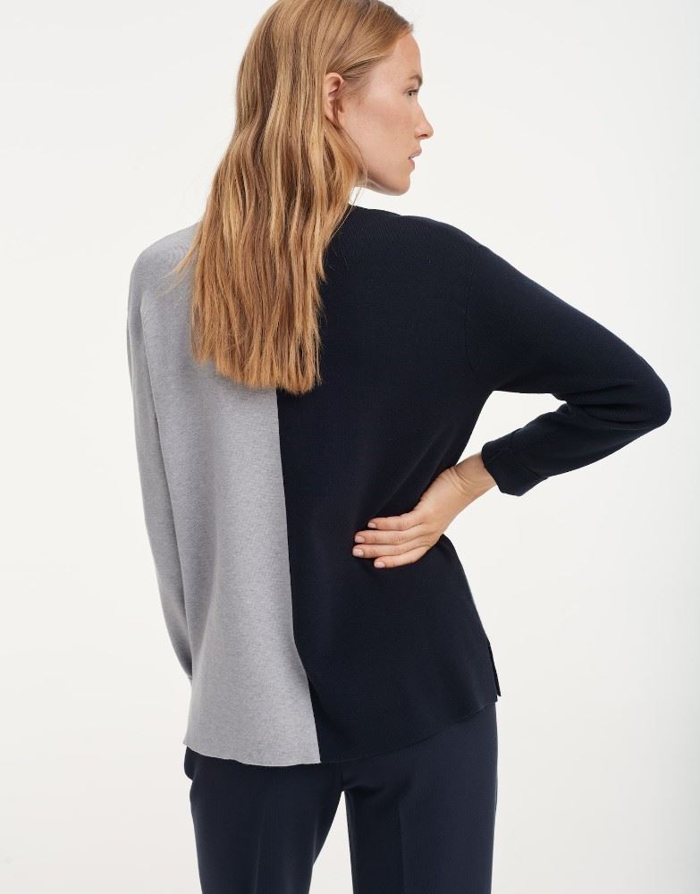 OPUS Strickpullover Panouk grau-blau S12 248099444 36 | 6075 forever bl | 